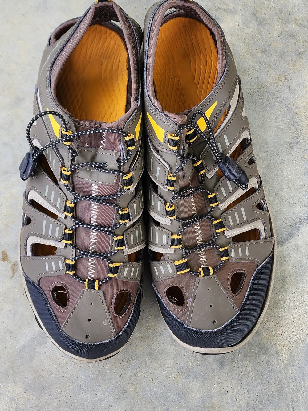 Eddie Bauer Brown and Yellow Men's Outdoor Sport Sandals